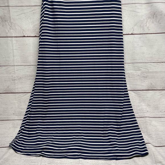 Cuddl Duds Flexwear Maxi Dress navy blue white stripes size S - Picture 9 of 14